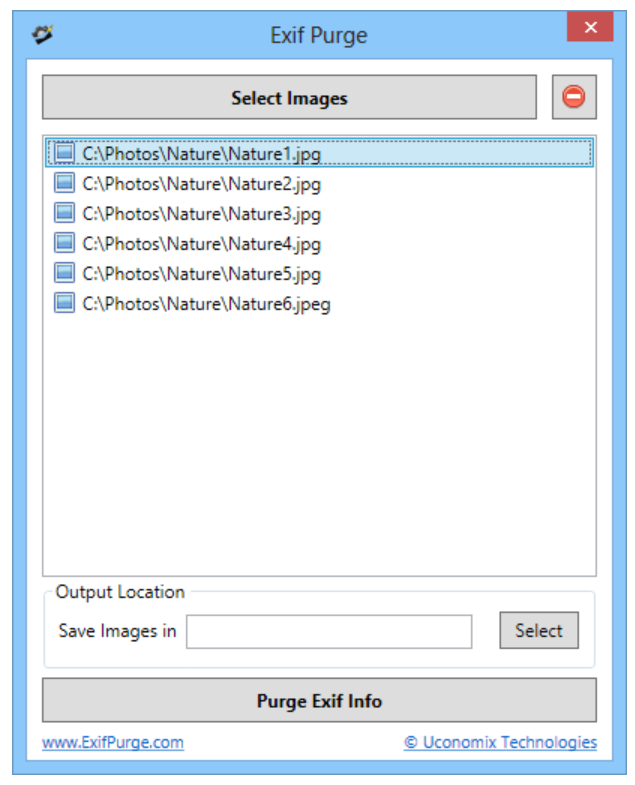 Интерфейс Exif Purge